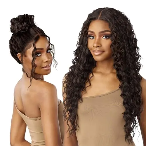 Curly 360 lace wig with wide 5-inch parting and transparent HD lace