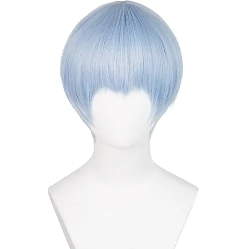 Ice blue short bob wig with straight cut and included elf ears for Frieren cosplay