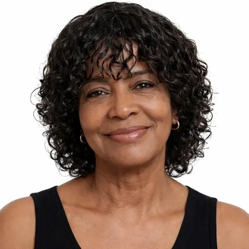 LYOLKSER water wave wig with bangs no lace