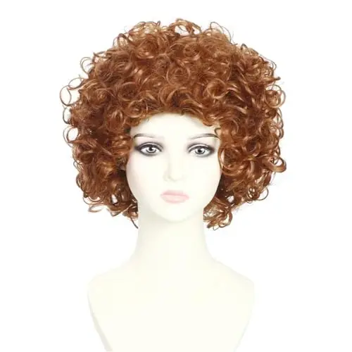 SisiruKou Reddish Brown Short Curly Wig