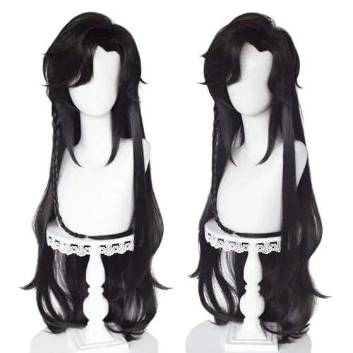 Probeauty Long Braid Wavy Black Cosplay Wig