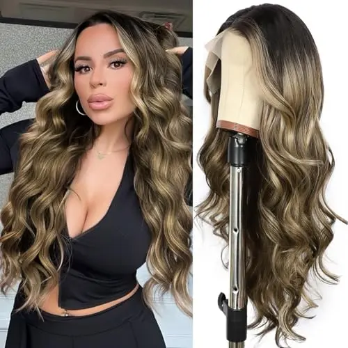 Sapphirewigs 13x4 highlight brown lace front wig with long body waves