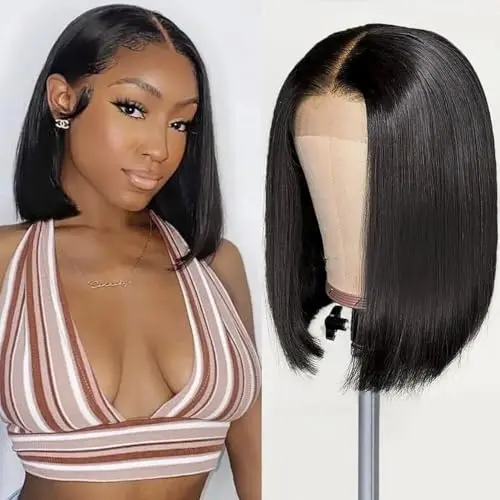 Aiterina 14 inch natural black 13x4 HD lace front glueless bob wig