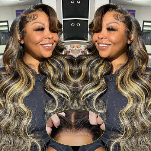 Recomtic 5x5 HD lace front glueless body wave highlight wig
