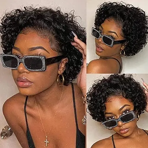 Fereowth short curly lace front pixie cut wig