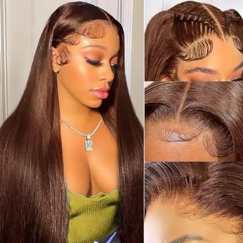rilago chocolate brown 13x4 HD transparent lace frontal wig 200 density