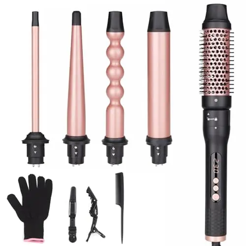 UNOBEY 5 in 1 Curling Wand Set with Thermal Brush