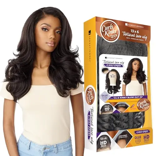 Sensationnel synthetic textured lace front wig in kinky blow out balayage gold