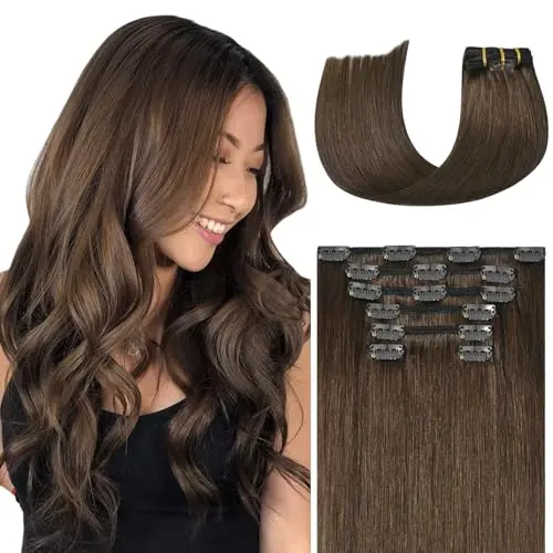 WindTouch 18-inch medium brown clip-in hair extensions