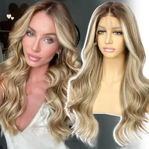 Sapphirewigs 20-inch highlight ash blonde wavy lace front cosplay wig