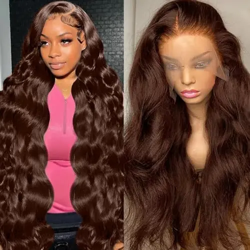 Chocolate brown 28 inch 13x6 body wave lace front wig
