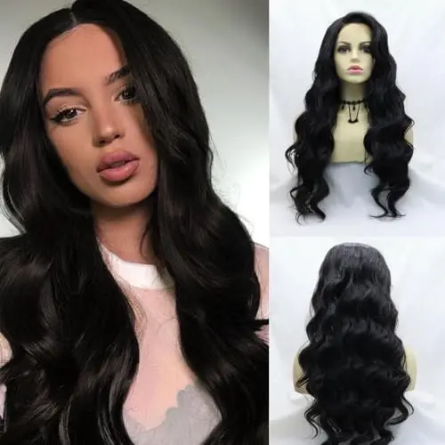 Angle Lucky Black Water Wave 24 Inch Lace Front Wig