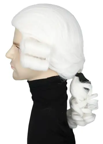 White colonial history judge wig with long curls