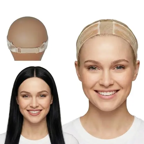 Beige velvet wig grip band with Swiss lace and silicone strips