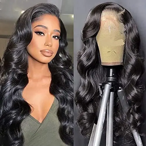 Fereowth 22-inch body wave lace front human hair wig with transparent lace