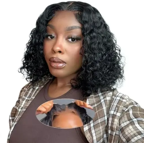 Glueless Curly 4x4 Closure Bob Wig by WENYAN