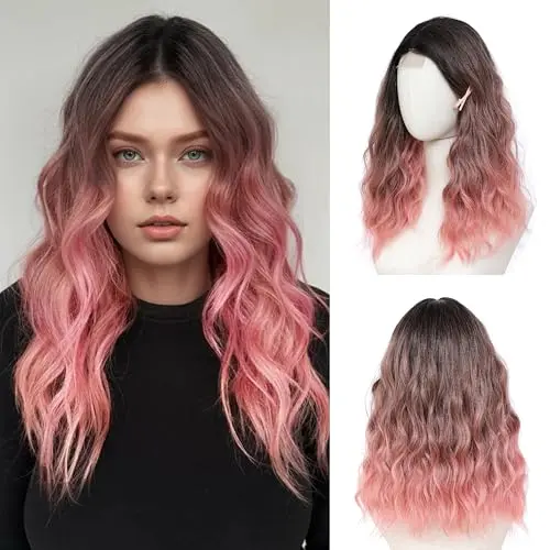 BUPPLER ombre pink wavy wig