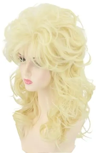 LeMarnia blonde long curly beehive wig