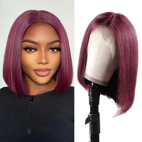 Himolin burgundy straight bob lace front wig