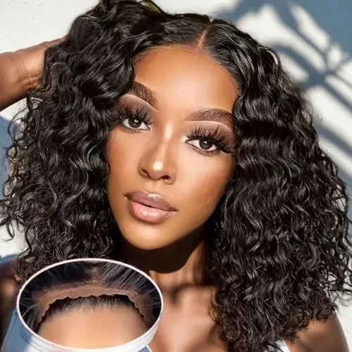 XSY 12-inch curly bob with 13x4 HD lace front glueless human hair wig