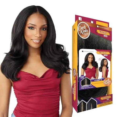 Sensationnel CKCO V Part Wig Unit 3 in TH1B Copper Curls Kinks and Co Glueless Synthetic