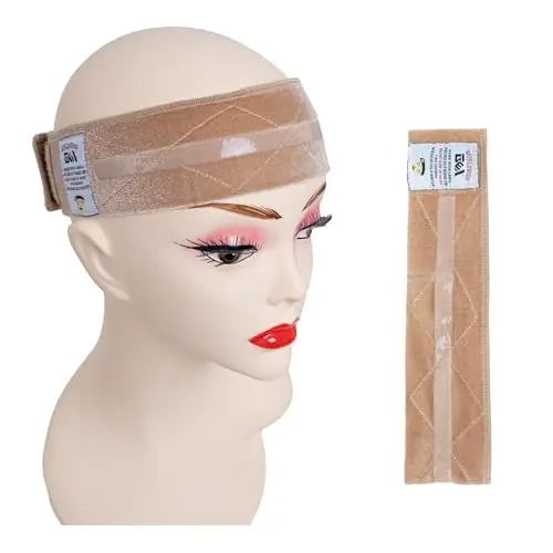 Cream velvet wig band with silicone grip strips and adjustable elastic