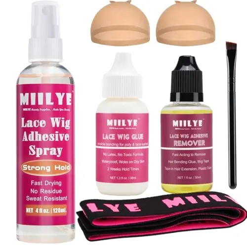 MIILYE Wig Glue Spray for Front Lace Wig Set with remover and melting band