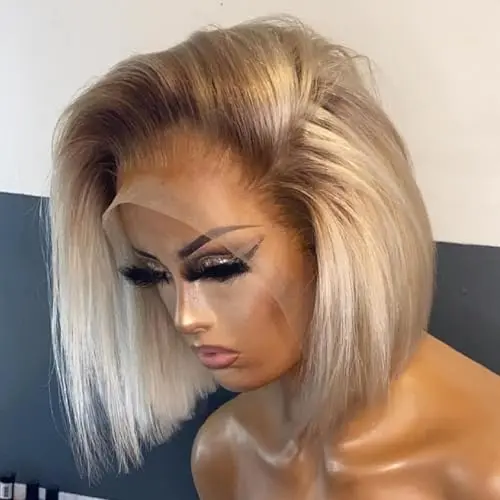 MSVIKI 13x4 HD transparent lace ombre 613 bob wig front view