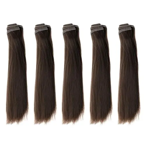 PATIKIL 15cm straight deep chestnut doll wig five-pack high temperature silk