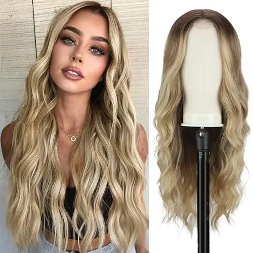 Blonde ombre curly wig with middle part by Balyeoseol