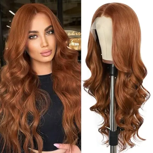 Sapphirewigs ginger wavy 13x4 synthetic lace front wig