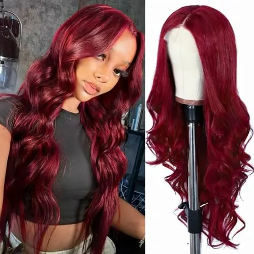 Sapphirewigs burgundy red body wave lace front wig