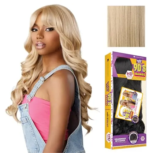 Sensationnel Butta 90s bangs glueless synthetic lace wig in beige blonde with pre-plucked hairline