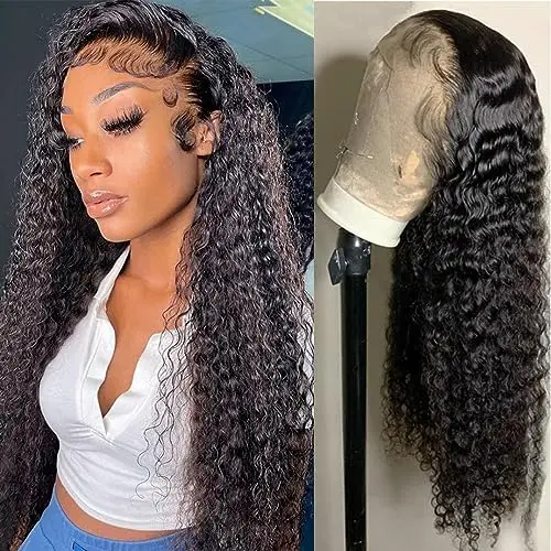 Youngirl deep wave 20 inch 13x4 lace front human hair wig closure