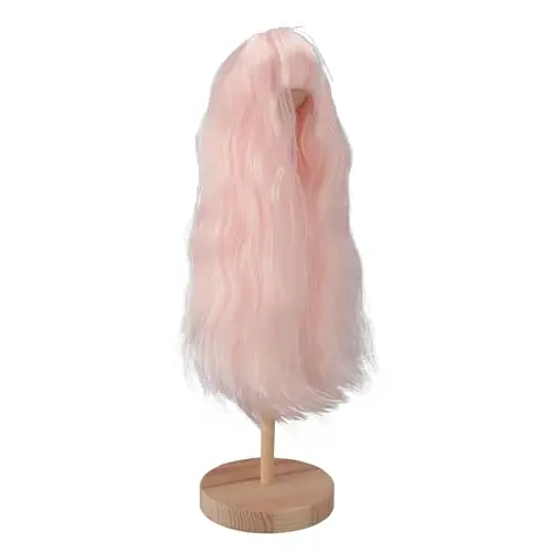 ZJchao pink long curly doll wig with bangs for 1/4 BJD dolls