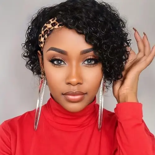 INSTASTYLE headband short curly human hair wig