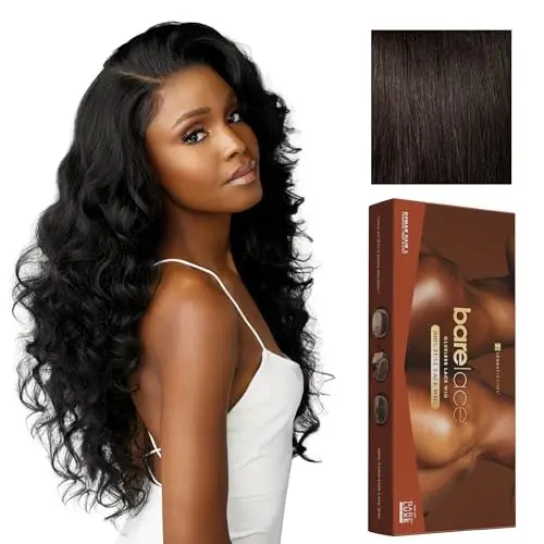 Sensationnel Bare Lace full lace human hair blend wig with glueless silicone band in dark brown