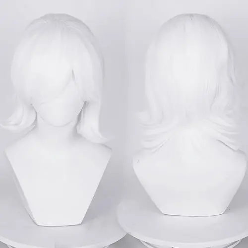 LABEAUTE short white cosplay wig with bangs