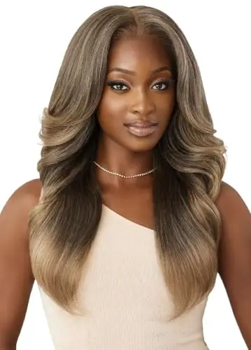 Outre Tayon Perfect Hair Line 13X6 lace front wig in deep auburn curly style