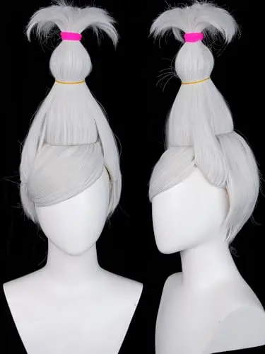 Half and Half Ayase grandma white anime cosplay wig with bangs for women