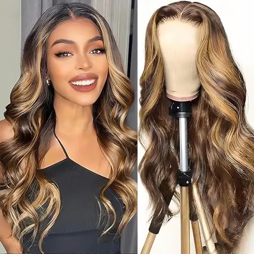 SENSAIRUITE highlight ombre 5x5 lace closure wig in honey blonde body wave