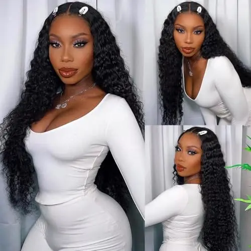 Deep wave 13x4 HD lace front wig in natural black 18 inches