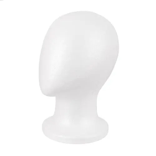 White craft foam wig head with 21.5-inch circumference