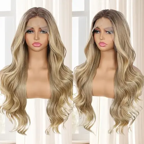 BABEHERS ombre blonde body wave side part wig