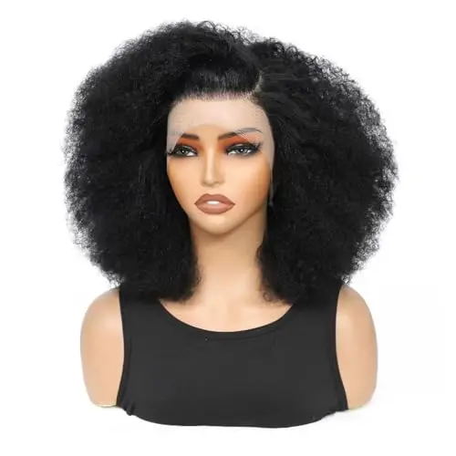Humistwbiu 18-inch 13x4 lace front afro kinky curly human hair wig
