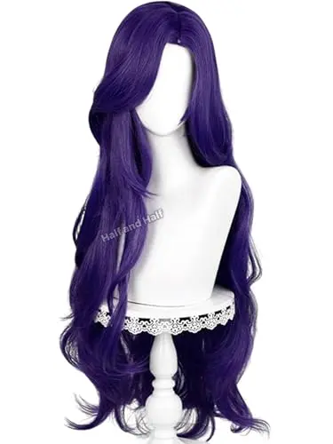 Long curly purple pony cosplay wig