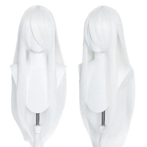 LABEAUTE long straight white anime wig