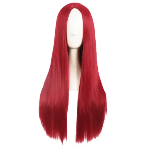 MapofBeauty 28-inch straight light red wig