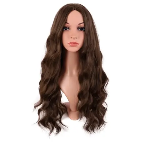 MapofBeauty 28 Inch Long Brown Curly Wig