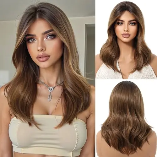 OUFEI brown 16-inch curly wig on mannequin head